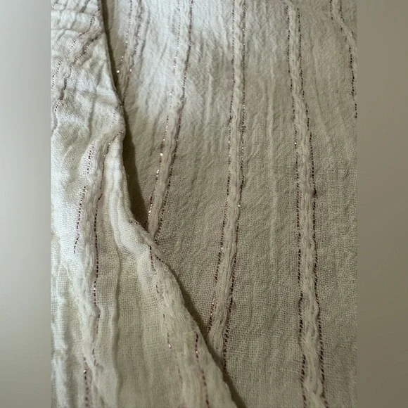 Madewell bubble sleeve peplum top metallic thread stripe size XS - Picture 10 of 14